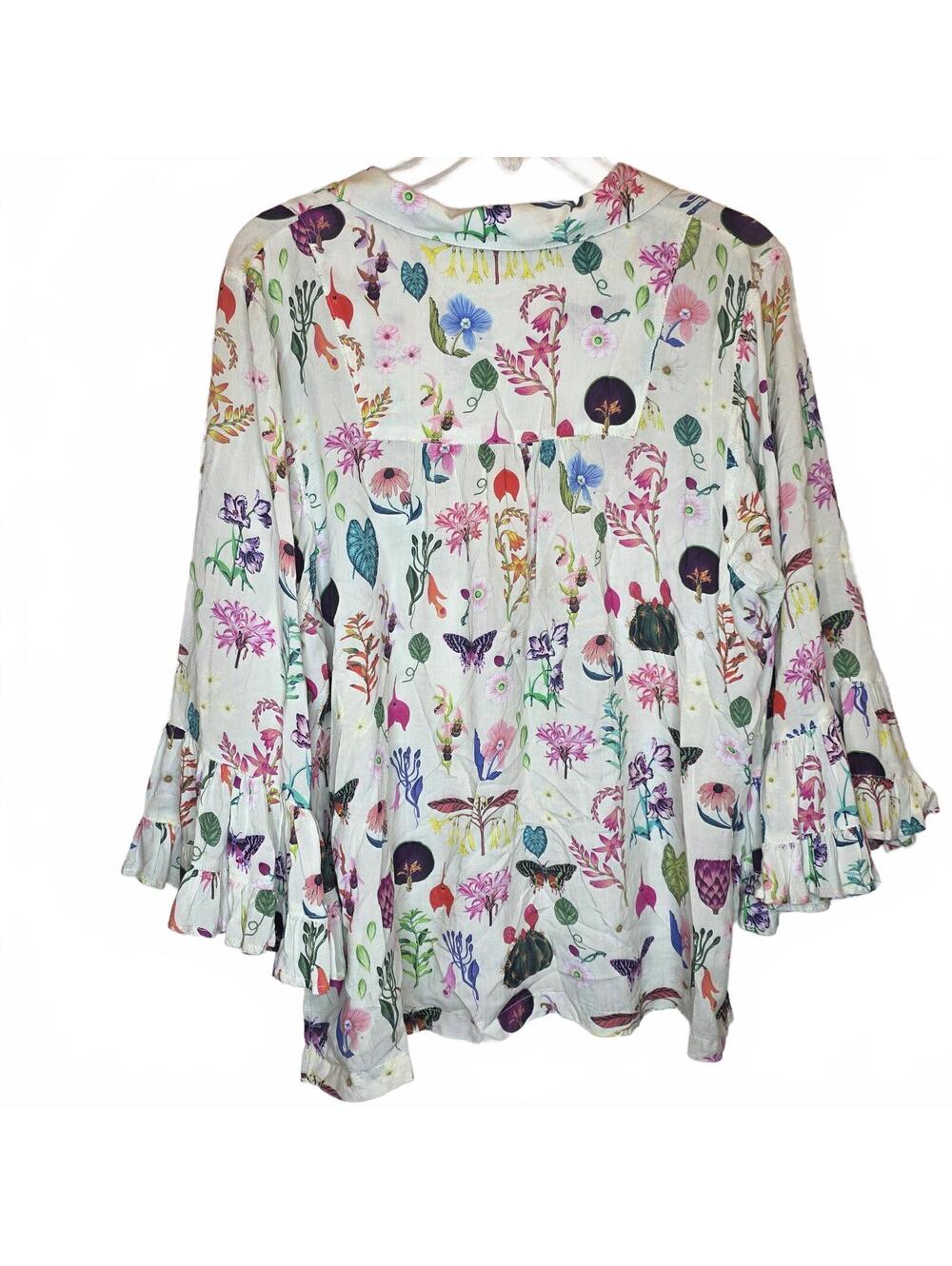 Ivy Jane Floral Butterfly Peasant Blouse Size Small Long Sleeve Colorful Prairie - Picture 3 of 7